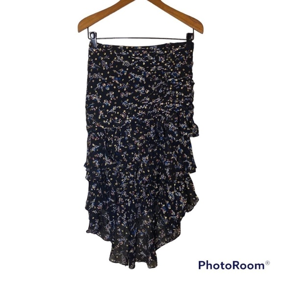 VERONICA BEARD Cella Silk Midi Skirt Floral Metallic - Picture 2 of 9